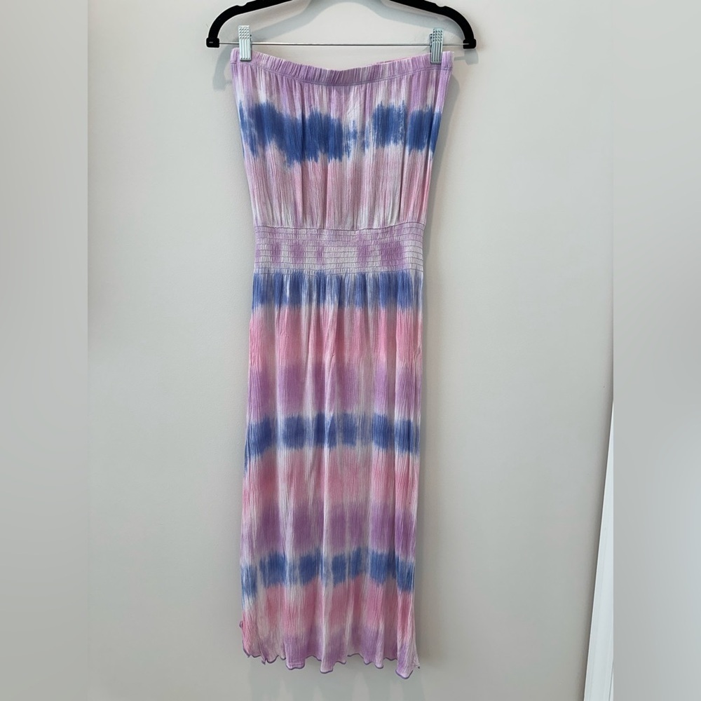 Becca Swim Cover Up Free Bird Strapless Tie Dye Beach Coverup Lake Beachy Pink - Picture 4 of 15